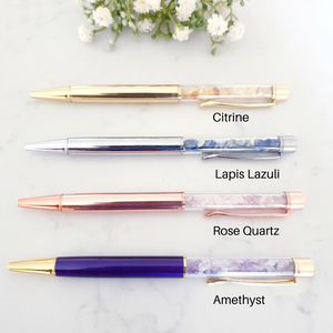 Natural Crystal Pen with Crystal Chips - Choice of Crystals