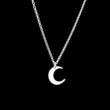 Load image into Gallery viewer, Crescent Moon Pendant Necklace Silver, I Love You To The Moon and Back Card