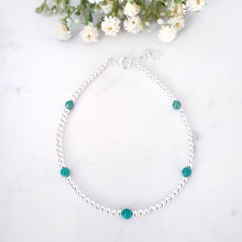 Load image into Gallery viewer, Jojo Amazonite Crystal Satellite Beaded Anklet Sterling Silver