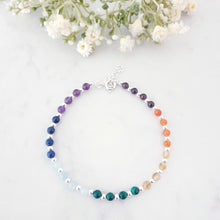 Load image into Gallery viewer, Gemstone crystals in rainbow colours with alternating sterling silver beads
