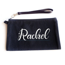 Load image into Gallery viewer, Personalised Wristlet Clutch Bag, Canvas Bag with Removable Handle