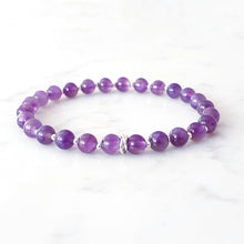 Load image into Gallery viewer, Amethyst Stretch Bracelet February Birthstone Sterling Silver
