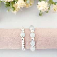 Load image into Gallery viewer, Aquamarine Beaded Ring Sterling Silver Gemstone - Serenity Collection