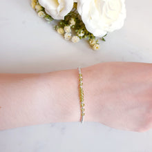 Load image into Gallery viewer, Green beaded gemstone bracelet with sterling silver beads