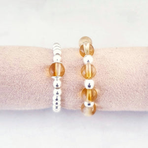 Citrine gemstone crystal, orange yellow crystals with sterling silver beads