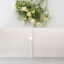 Load image into Gallery viewer, Dainty Heart Beaded Bracelet Sterling Silver, Minimalist Stacking Bracelet