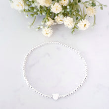 Load image into Gallery viewer, Dainty Heart Beaded Bracelet Sterling Silver, Minimalist Stacking Bracelet