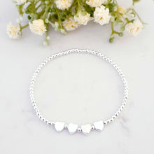 Load image into Gallery viewer, Dainty Heart Beaded Bracelet Sterling Silver, Minimalist Stacking Bracelet
