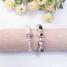 Load image into Gallery viewer, Dalmatian Jasper. cream and black stones with sterling silver beads