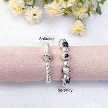 Load image into Gallery viewer, Dalmatian Jasper Beaded Rings Sterling Silver - Solitaire and Serenity Collection