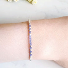 Load image into Gallery viewer, Silver beads with purple/blue Tanzanite gemstones in the centre