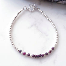 Load image into Gallery viewer, Ruby beads with sterling silver beads