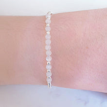 Load image into Gallery viewer, Round moonstone gemstone beads with round sterling silver beads

