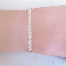 Load image into Gallery viewer, Round moonstone gemstone beads with round sterling silver beads