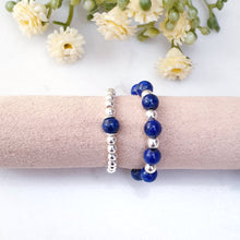 Load image into Gallery viewer, Rich navy blue gemstone crystal beads with sterling silver