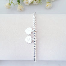 Load image into Gallery viewer, Lilly Personalised Heart Beaded Bracelet Sterling Silver
