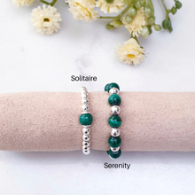 Load image into Gallery viewer, Malachite Beaded Rings Sterling Silver - Solitaire and Serenity Collection