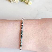 Load image into Gallery viewer, Rich green emerald gemstones with sterling silver beads