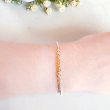 Load image into Gallery viewer, Dainty Citrine Beaded Bracelet Sterling Silver, Yellow Gemstone Crystal Bracelet