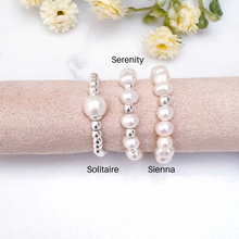 Load image into Gallery viewer, Freshwater Pearl Beaded Ring Sterling Silver - Solitaire, Sienna and Serenity Collection