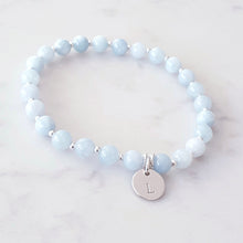 Load image into Gallery viewer, Personalised Aquamarine Beaded Bracelet Sterling Silver Gemstone - Serenity Collection