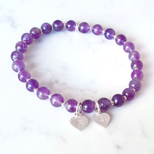 Load image into Gallery viewer, Personalised Amethyst Family Bracelet Sterling Silver, Beaded Gemstone Bracelet