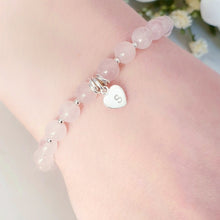 Load image into Gallery viewer, Personalised Rose Quartz Family Bracelet Sterling Silver