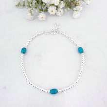 Load image into Gallery viewer, Reehan Sparkly Turquoise Beaded Anklet Sterling Silver, Boho Anklet
