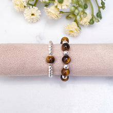 Load image into Gallery viewer, Brown stones with caramel tones, and sterling silver beads