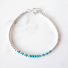 Load image into Gallery viewer, Dainty Blue Magnesite Beaded Bracelet Silver, Gemstone Crystal Stone Bracelet