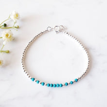 Load image into Gallery viewer, Dainty Blue Magnesite Beaded Bracelet Silver, Gemstone Crystal Stone Bracelet