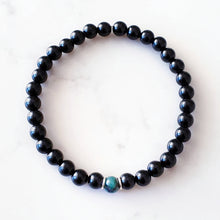 Load image into Gallery viewer, May Birthstone Bracelet, Black Obsidian and Emerald Stone Bracelet, May Birthday Gift Husband Wife Boyfriend, Green Black Crystal Bracelet