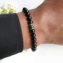 Load image into Gallery viewer, Black Obsidian and Emerald Bracelet, May Birthstone Bracelet, May Birthday Gift Wife Daughter Husband Boyfriend, Green Bracelet Unisex