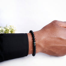 Load image into Gallery viewer, May Birthstone Bracelet, Black Obsidian and Emerald Stone Bracelet, May Birthday Gift Husband Wife Boyfriend, Green Black Crystal Bracelet