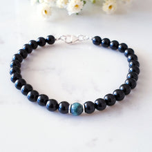 Load image into Gallery viewer, Black Obsidian and Emerald Bracelet, May Birthstone Bracelet, May Birthday Gift Wife Daughter Husband Boyfriend, Green Bracelet Unisex