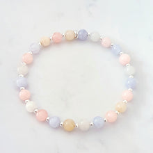 Load image into Gallery viewer, Morganite Stretch Bracelet Sterling Silver, Pastel Colour Bracelet, Birthday Gift Girlfriend Daughter Sister, Beryl Crystal Beaded Bracelet