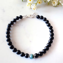 Load image into Gallery viewer, Black Obsidian and Emerald Bracelet, May Birthstone Bracelet, May Birthday Gift Wife Daughter Husband Boyfriend, Green Bracelet Unisex
