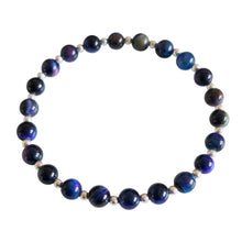 Load image into Gallery viewer, Galaxy Tigers Eye Beaded Bracelet Sterling Silver, Stone Bracelet
