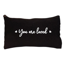Load image into Gallery viewer, Black canvas bag with the wording you are loved
