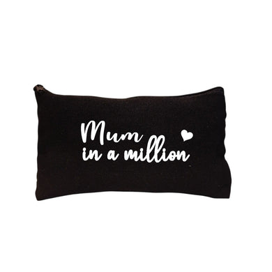 Black canvas pouch bag with the wording Mum in a Million