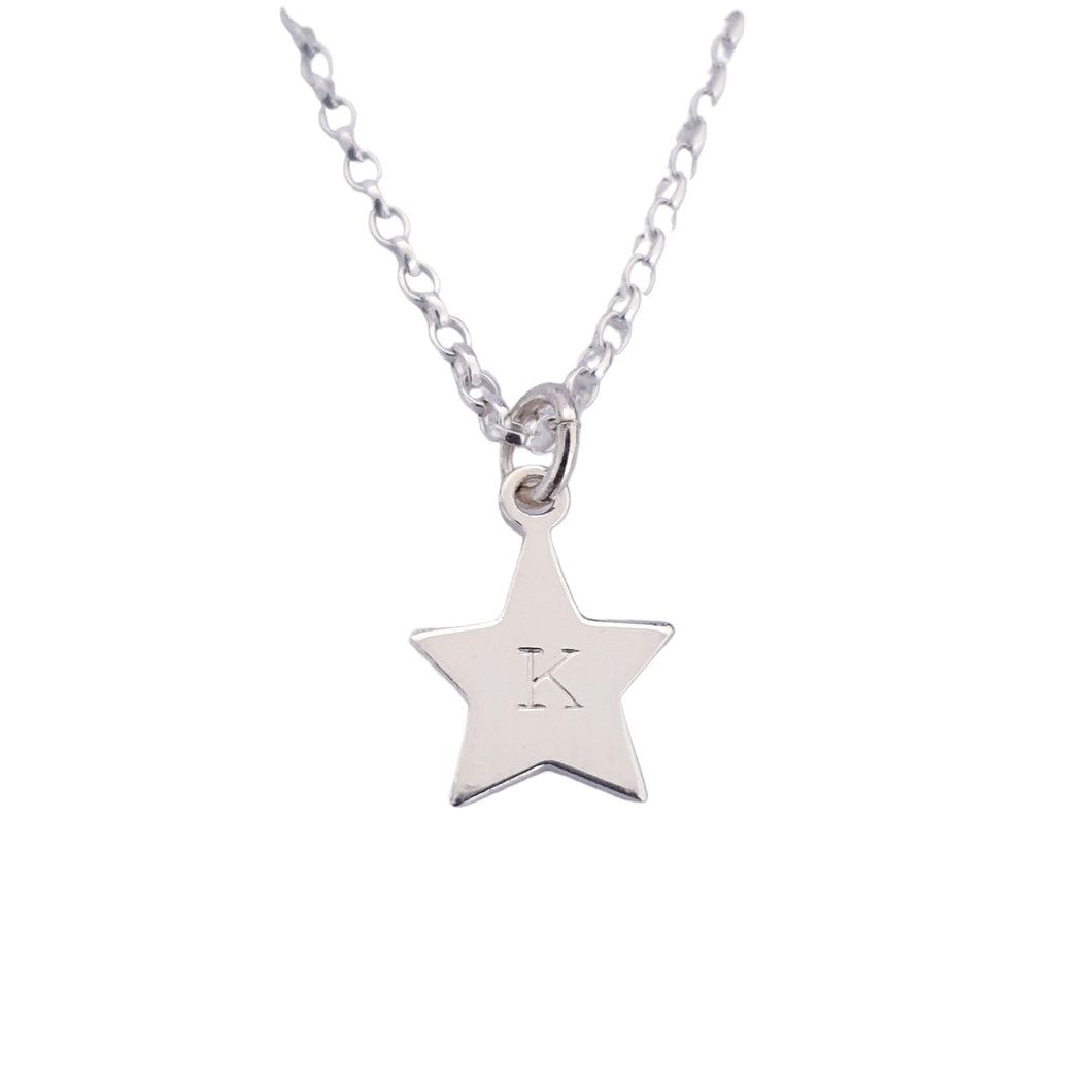 Personalised Initial Star Necklace Sterling Silver Monogram Pendant