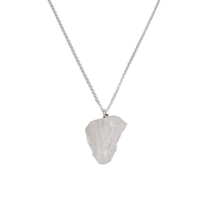 Natural Crystal Necklace Sterling Silver, Raw Crystal Stone Necklace