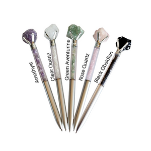 Raw Natural Crystal Pen with Crystal Chips - Choice of Crystals