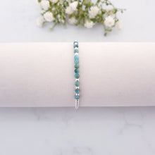 Load image into Gallery viewer, Dainty Emerald Bracelet Sterling Silver, Green Stacking Beaded Bracelet Gemstone Crystal
