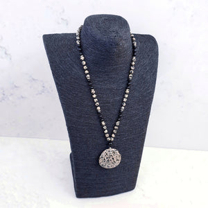 Dalmatian Jasper Necklace with Black Agate Sterling Silver