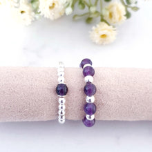 Load image into Gallery viewer, Purple Amethyst beads with alternating sterling silver beads
