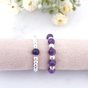 Purple Amethyst beads with alternating sterling silver beads
