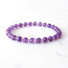 Load image into Gallery viewer, Amethyst Stretch Bracelet February Birthstone Sterling Silver
