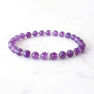 Amethyst Stretch Bracelet February Birthstone Sterling Silver