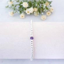 Load image into Gallery viewer, Amethyst Crystal February Birthstone Bracelet Sterling Silver Stretch Design

